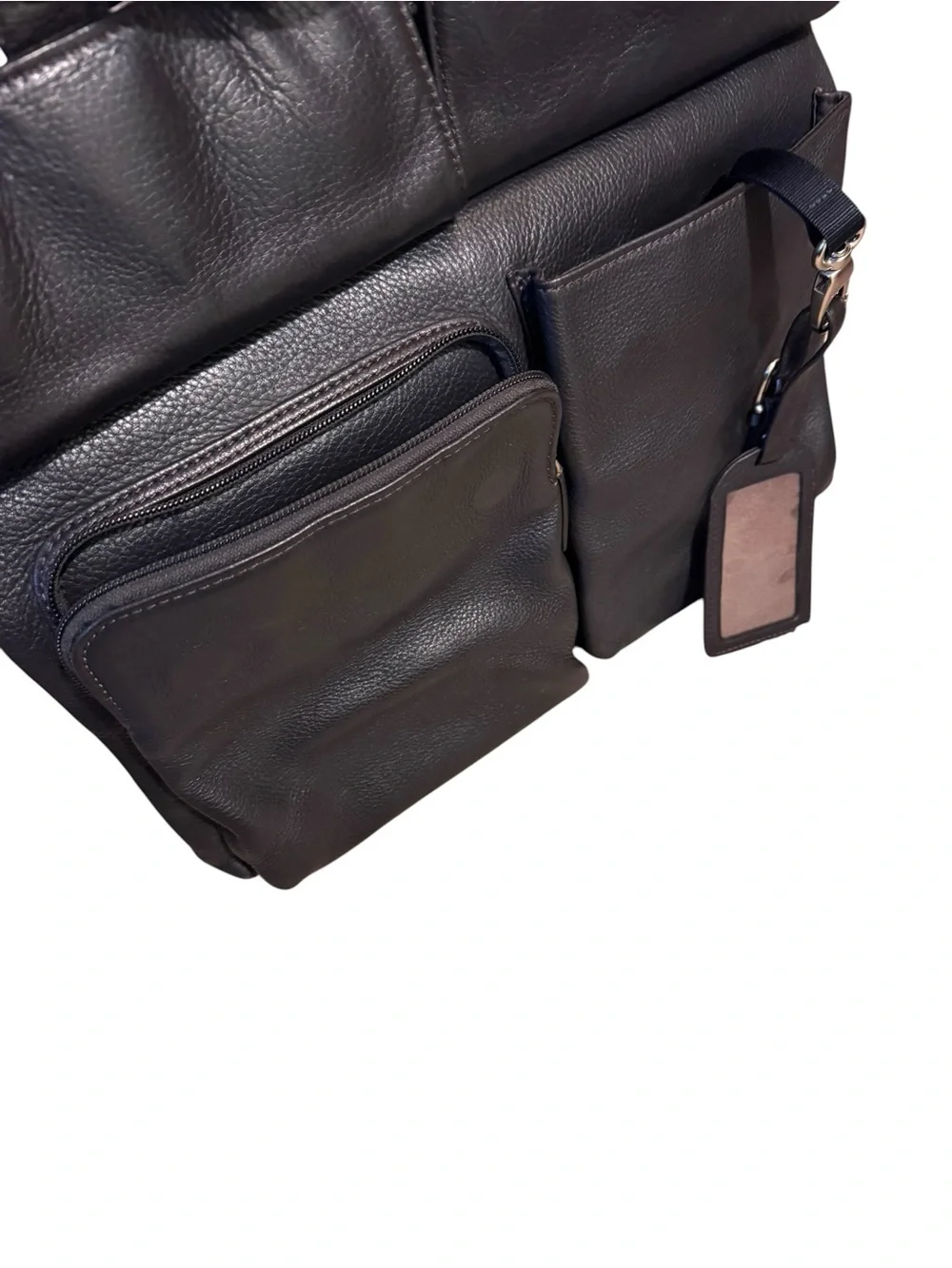 Bosca Brown Pebbled Leather Messenger Crossbody Bag Multi Pocket Work Travel